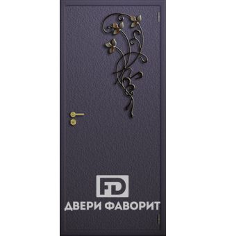 Дверь в коттедж с цинкогрунтом и ковкой 
