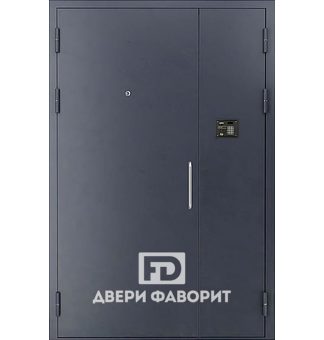 Двустворчатая дверь в подъезд с домофоном и глазком