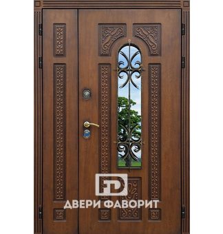 Парадная дверь (терморазрыв) с ковкой и зеркалом