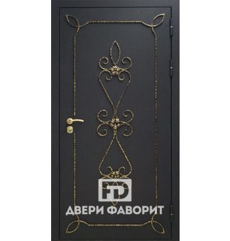 Металлическая дверь с декоративной ковкой, один замок