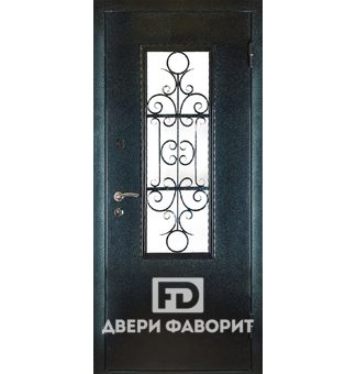 Входная дверь с ковкой, стеклопакетом и одним замком