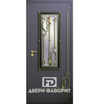 Дверь одностворчатая с ковкой и стеклопакетом