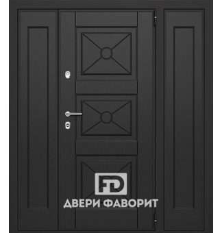Стальная недорогая дверь с двумя боковыми вставками