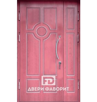 Недорогая двустворчатая дверь с ручкой типа скоба